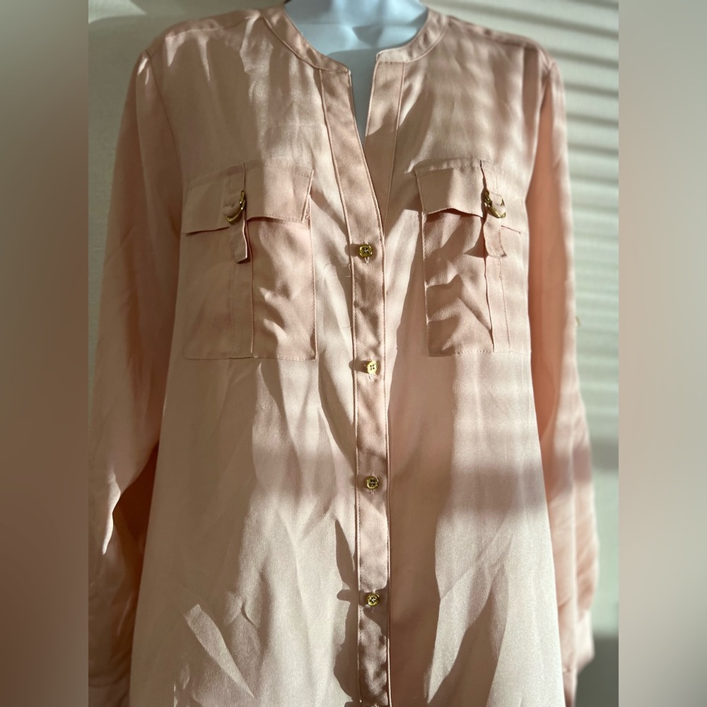 Nwt Calvin Klein Textured Roll Tab Button Down Sh… - image 2